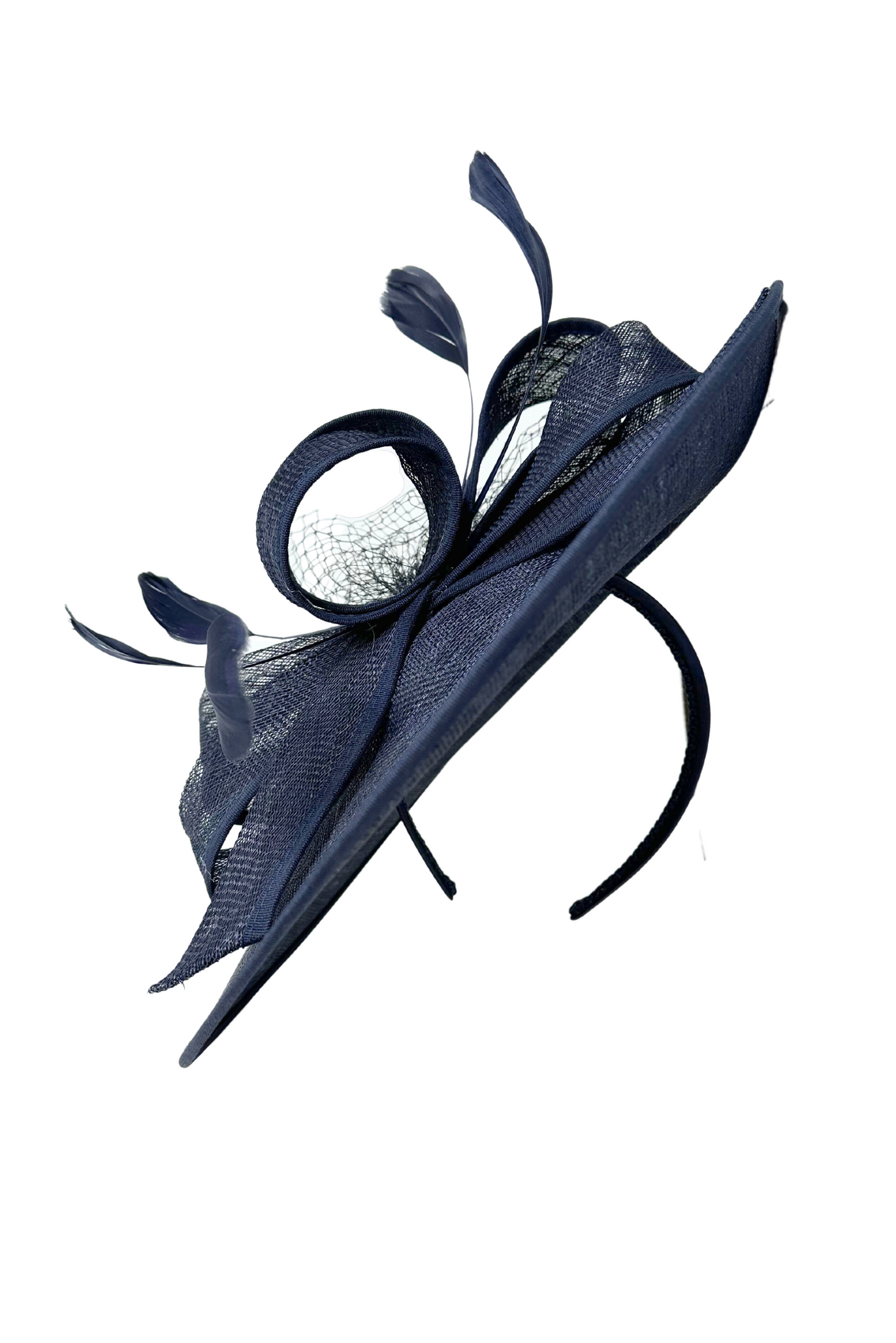 Navy Fascinator Headpiece With Feather Detail