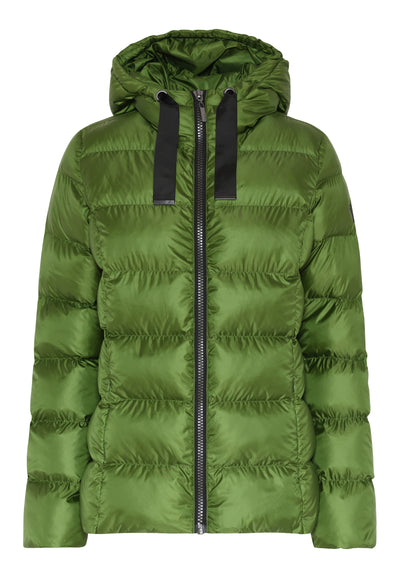 Olive Green Puffer Coat With Hood
