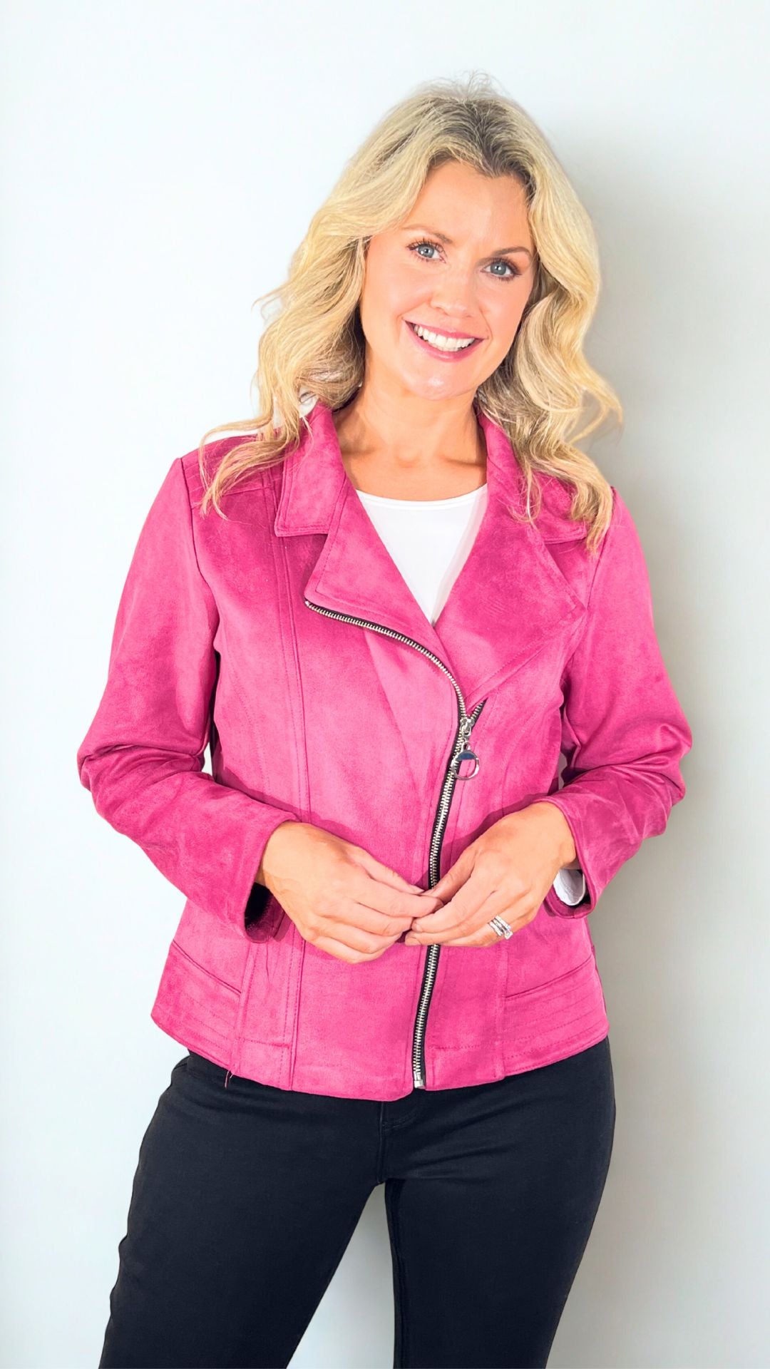 Magenta Suedette Jacket
