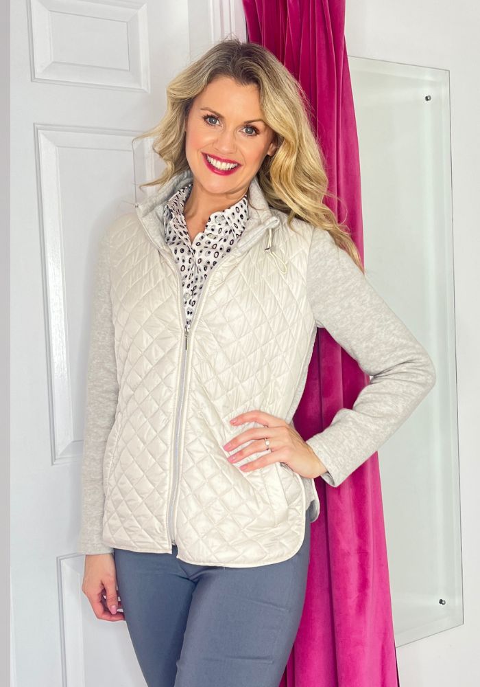 Beige Padded Jacket With Faux Pockets