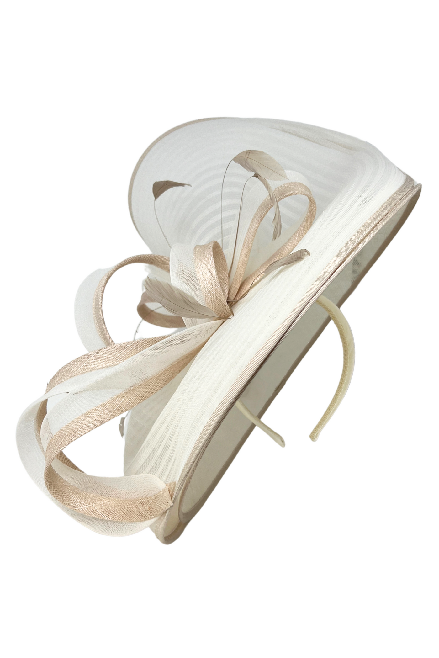 Ivory And Taupe Headpiece With Swirl Detail
