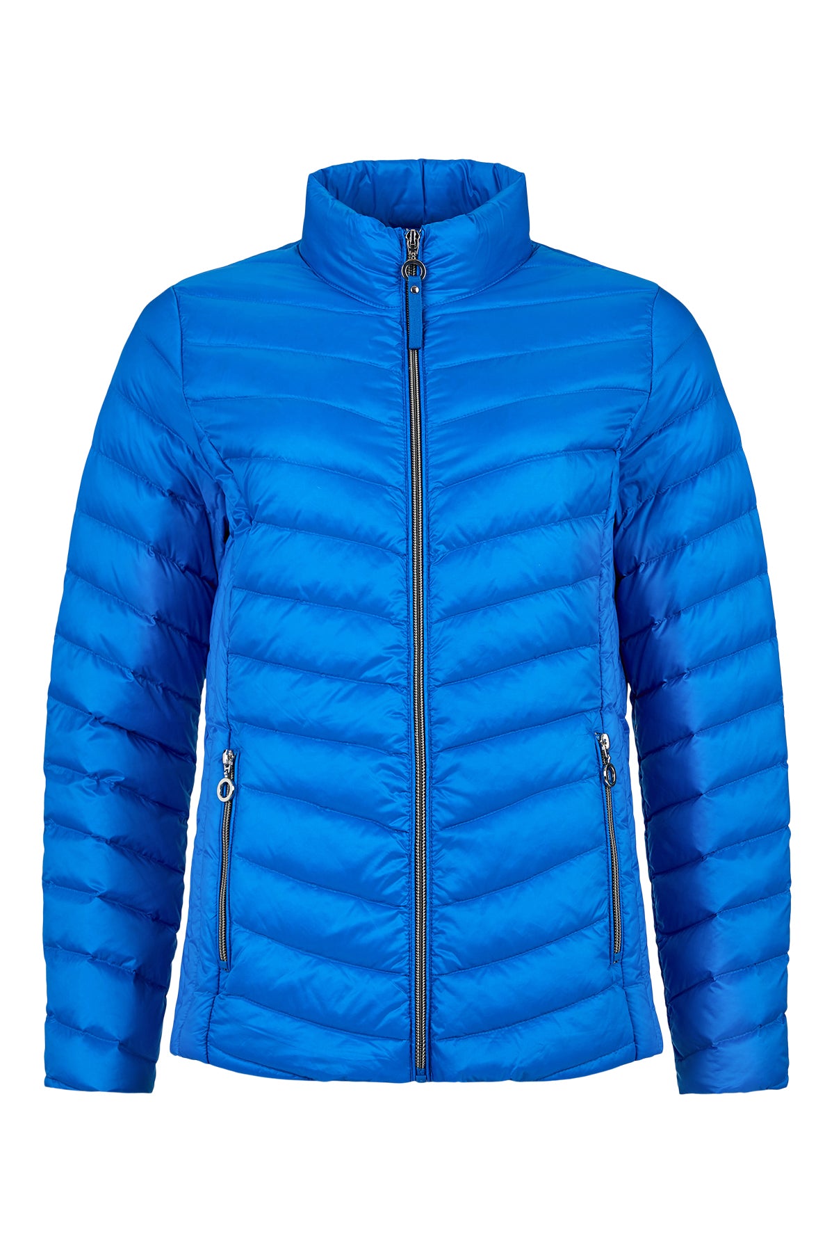 Royal Blue Zip up Puffer Jacket with Zip Pockets