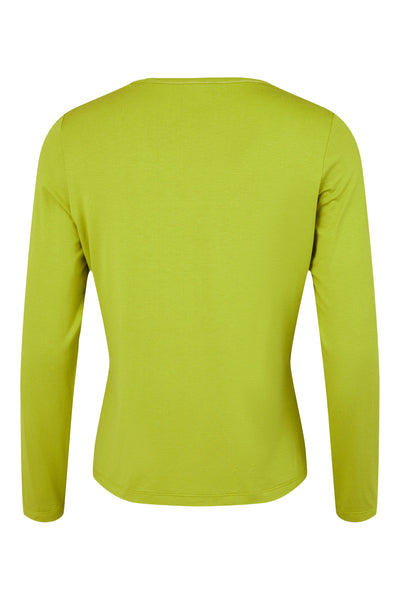 Lime Green Round Neck Top With Silver Stitching Detail