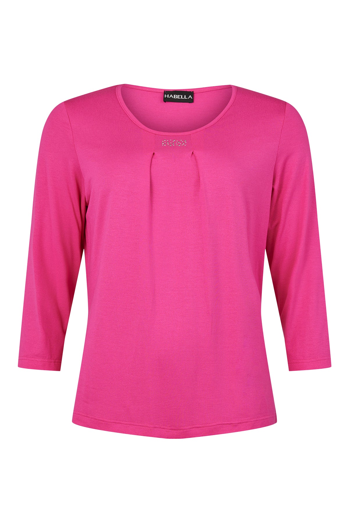Pink Round Neck Top 3/4 Sleeve and Diamonte Detail