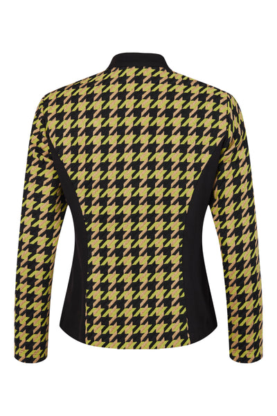 Lime Green & Beige Jaquard Print Jacket with Zip