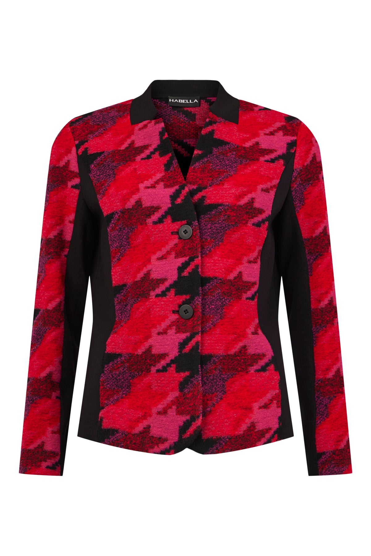 Pink, Red & Black Abstract Print Jacket with Front Buttons