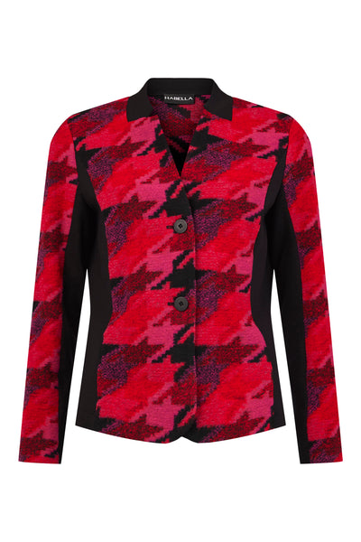 Pink, Red & Black Abstract Print Jacket with Front Buttons
