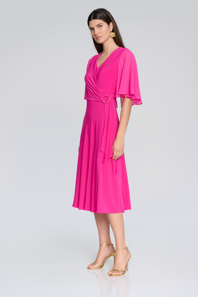 Joseph Ribkoff Shocking Pink Silky Knit Fit And Flare Dress