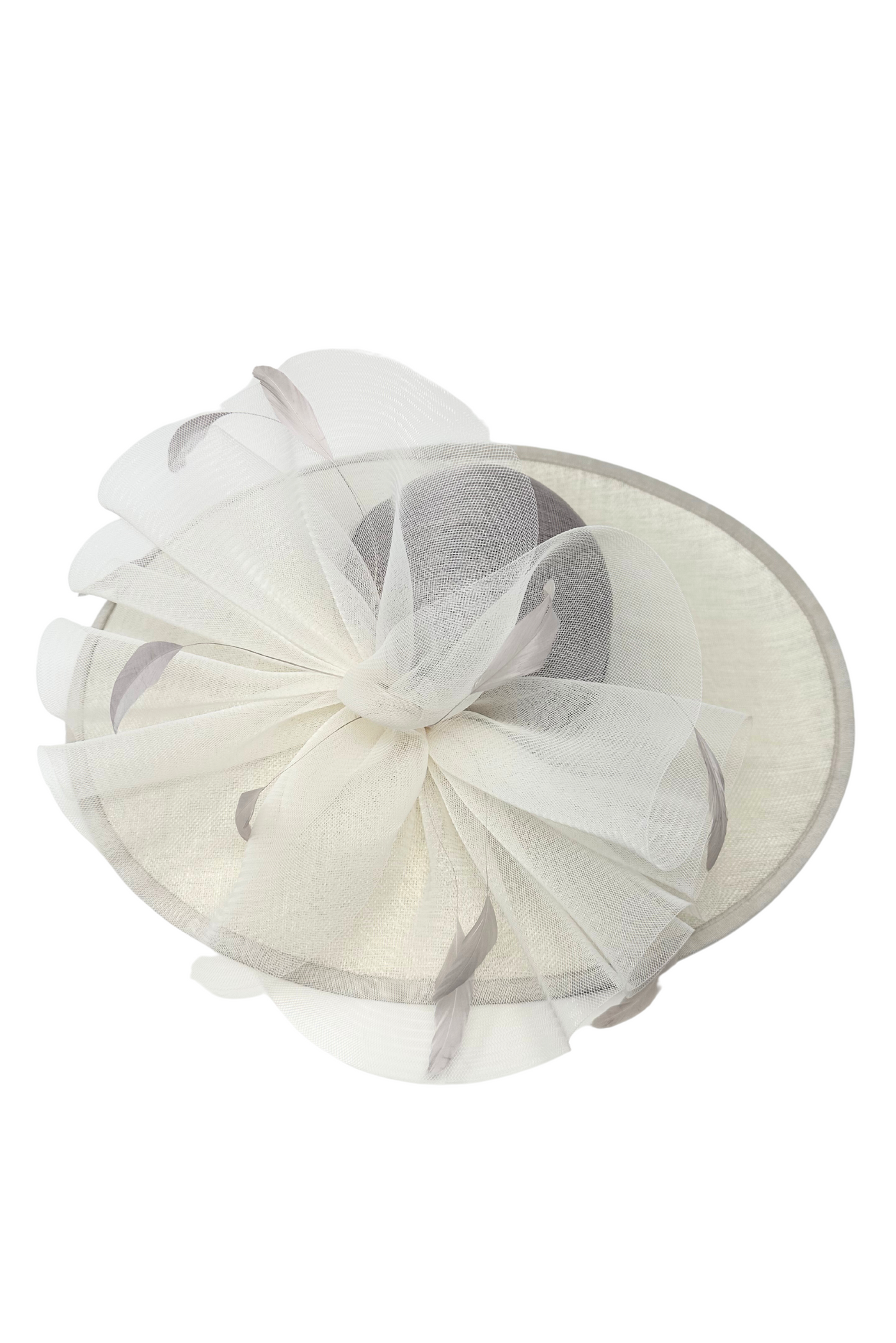 Taupe And Ivory Fascinator Hat Headpiece With Bow Detail