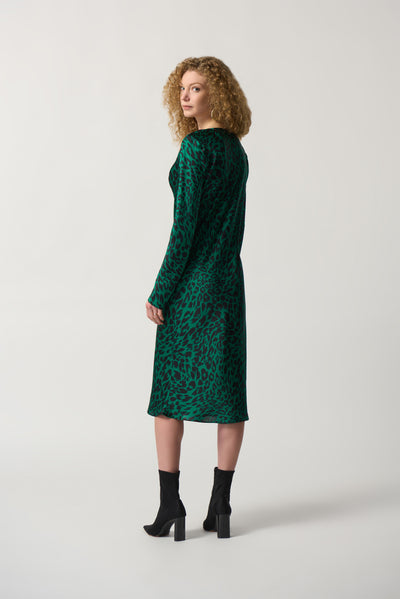 Joseph Ribkoff Black & Green Leopard Print Dress