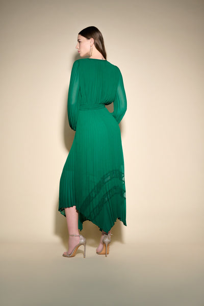 Joseph Ribkoff True Emerald Mesh and Chiffon Flounce Dress