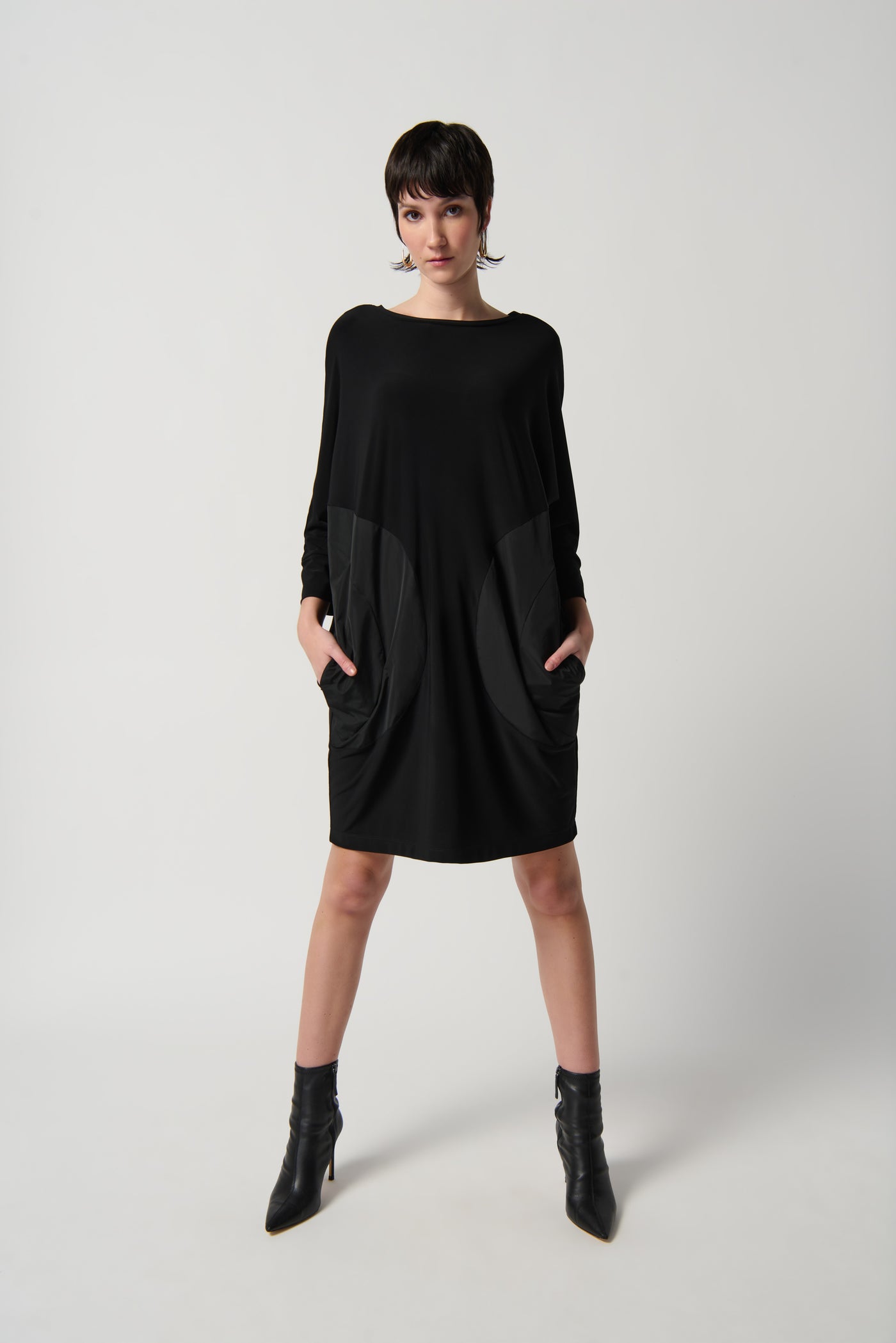 Joseph Ribkoff Black Dress With Side Panel and Pockets