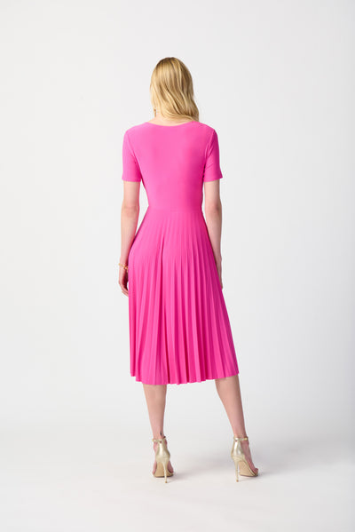 Joseph Ribkoff Ultra Pink Silky Knit Pleated Wrap Dress
