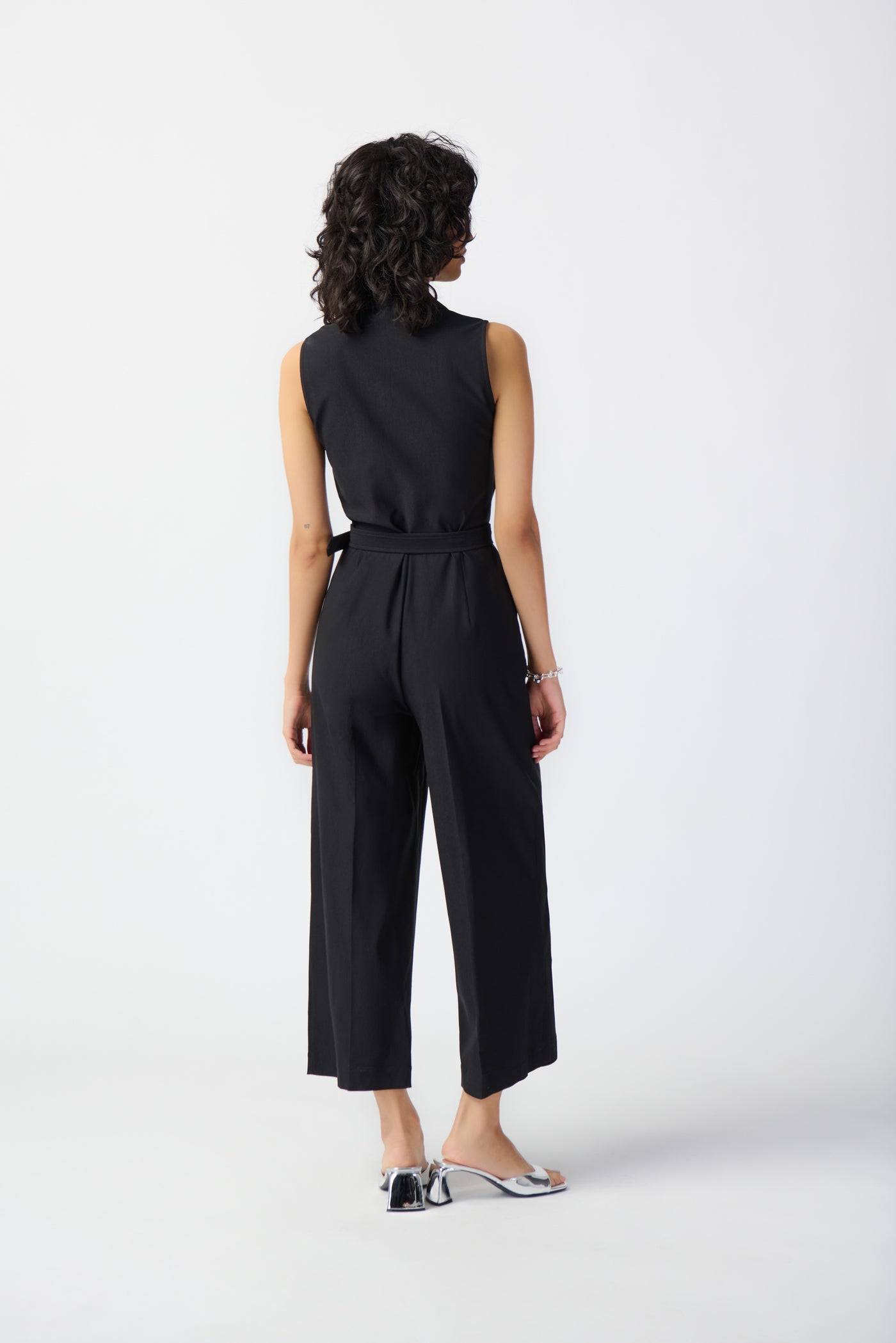 Joseph Ribkoff Black Sleeveless Jumpsuit with Rouched Front and Zip