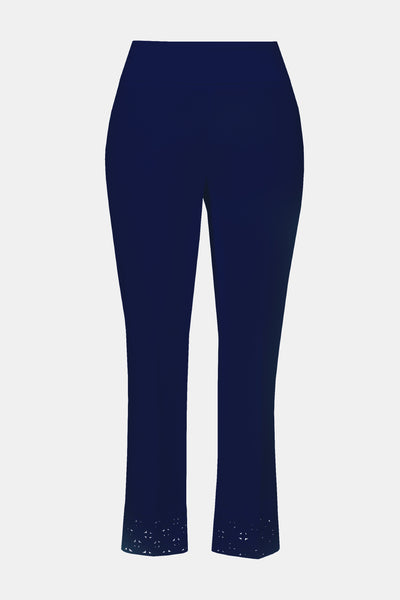 Joseph Ribkoff Navy Cropped Trouser With Embroidered Detailing