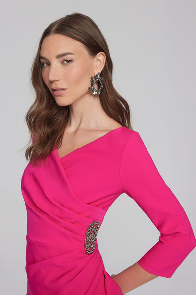 Joseph Ribkoff Pink Wrap Dress with Diamonte Detail