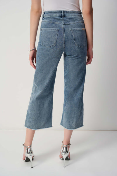Joseph Ribkoff Denim Blue  Culotte Jeans With Embellished Front Seam
