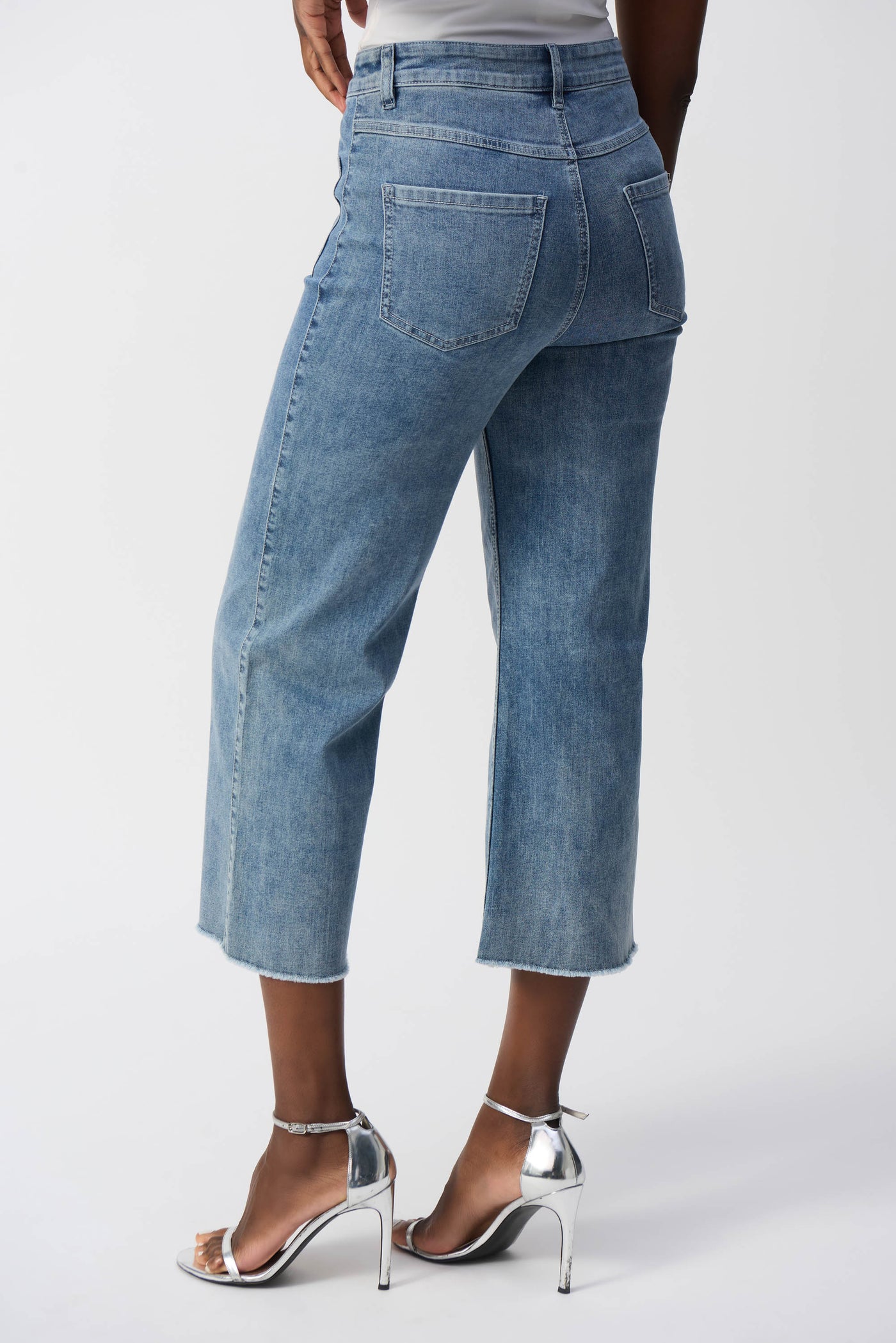 Joseph Ribkoff Denim Blue  Culotte Jeans With Embellished Front Seam