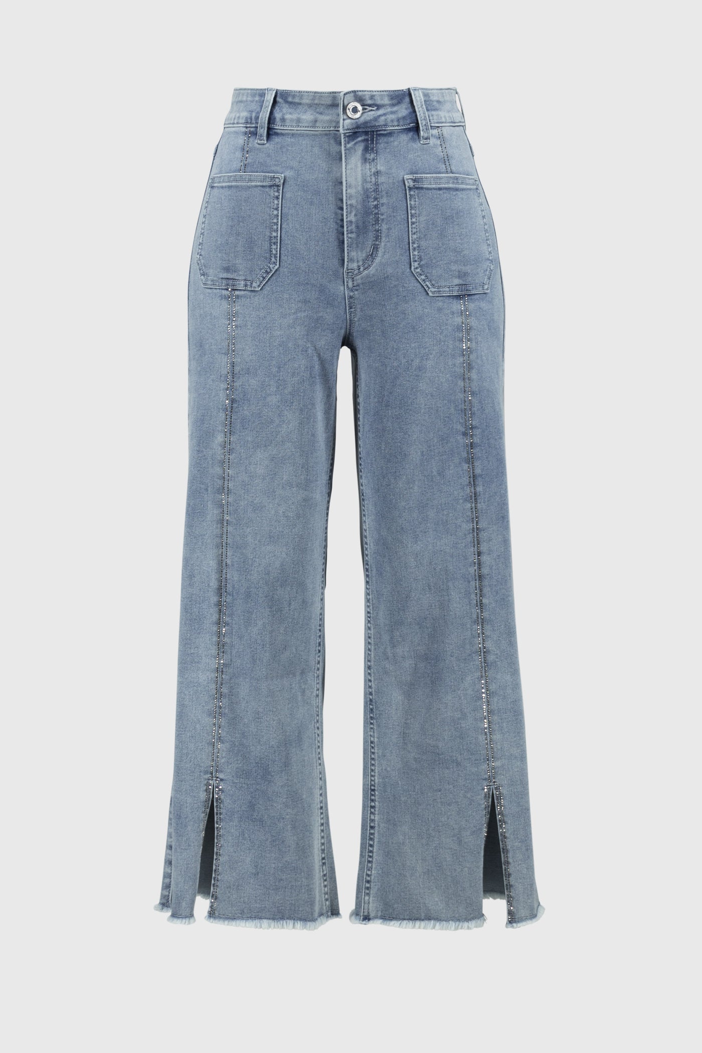 Joseph Ribkoff Denim Blue  Culotte Jeans With Embellished Front Seam