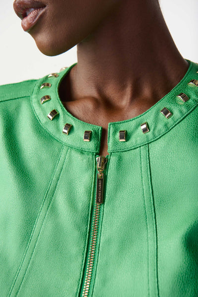 Joseph Ribkoff Island Green Suede Jacket with Stud Detailing