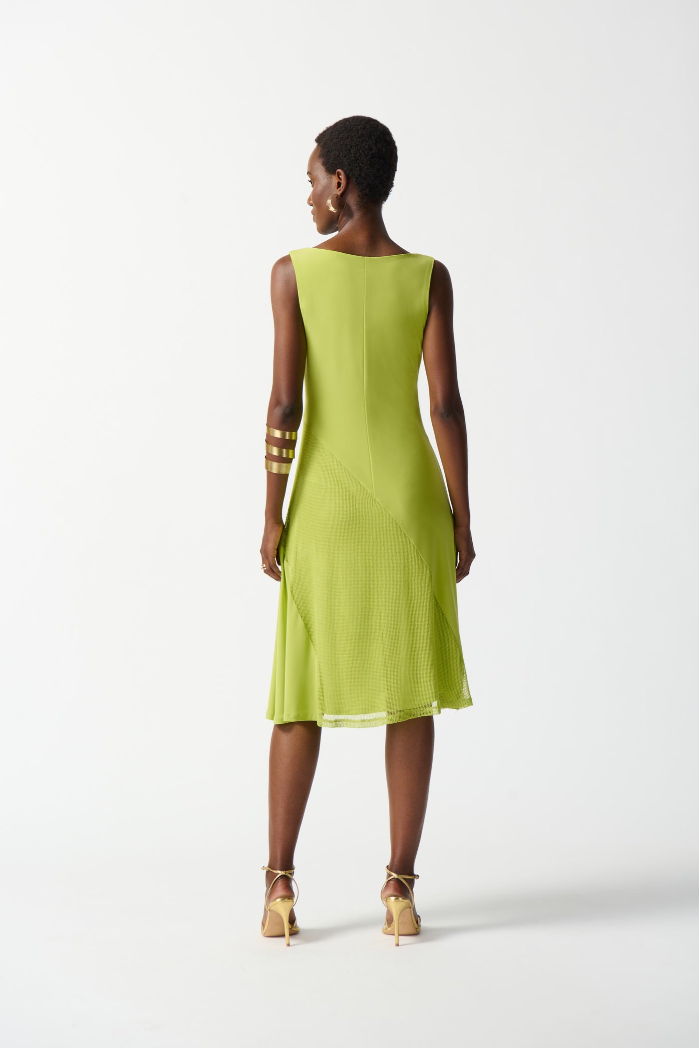 Joseph Ribkoff Lime  Silky Knit Asymmetrical Sleeveless Dress