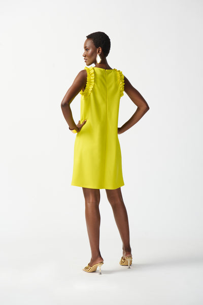 Joseph Ribkoff Yellow  Sleeveless Straight Dress with Frill Detail
