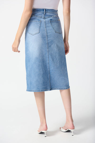 Joseph Ribkoff Light Denim A-Line Skirt with Front Slit