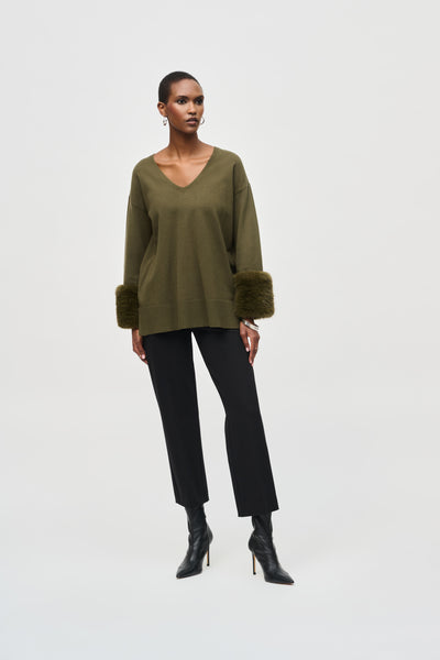 Joseph Ribkoff Black Heavy Knit Straight Pull-On Pants