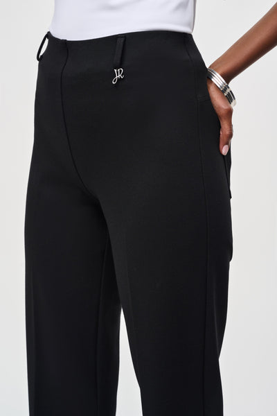 Joseph Ribkoff Black Heavy Knit Straight Pull-On Pants