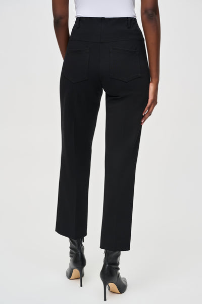 Joseph Ribkoff Black Heavy Knit Straight Pull-On Pants