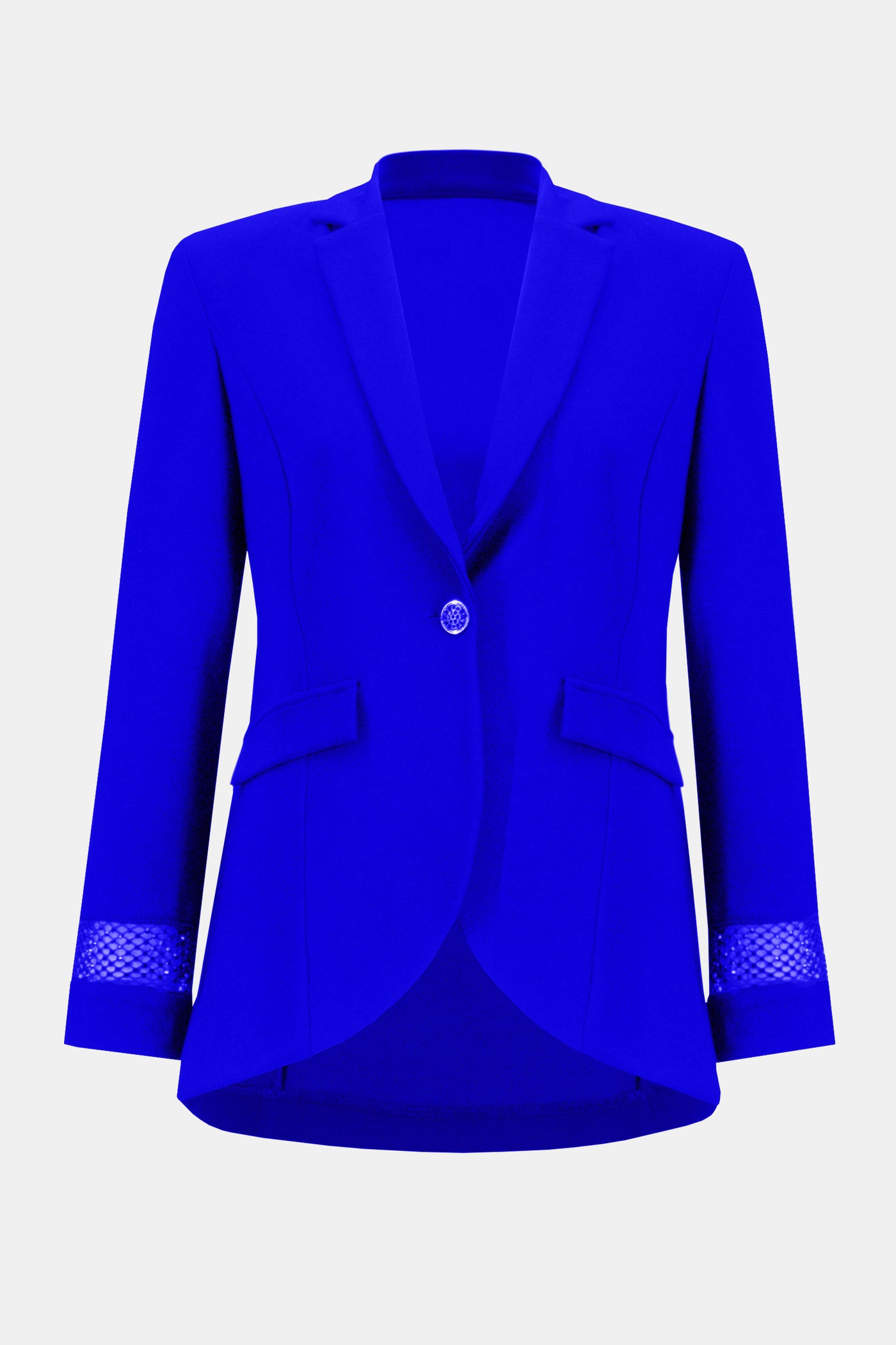 Joseph Ribkoff Royal Blue Silky Knit and Rhinestone Mesh Blazer
