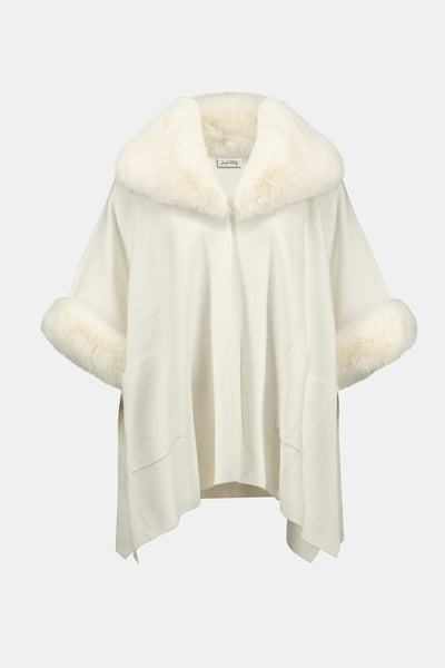 Joseph Ribkoff Vanilla Brushed Jacquard and Faux Fur Cape