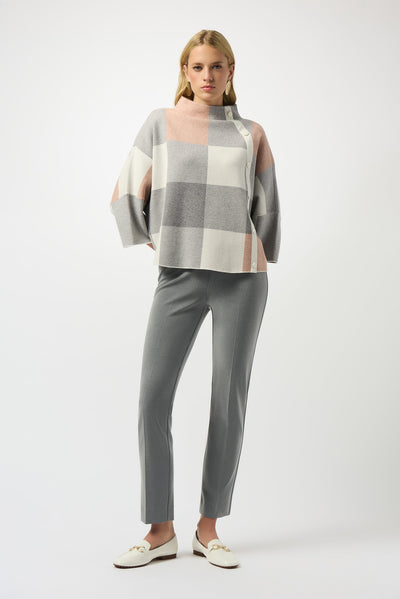 Joseph Ribkoff Plaid Jacquard Sweater Knit Top