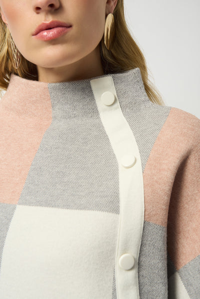 Joseph Ribkoff Plaid Jacquard Sweater Knit Top