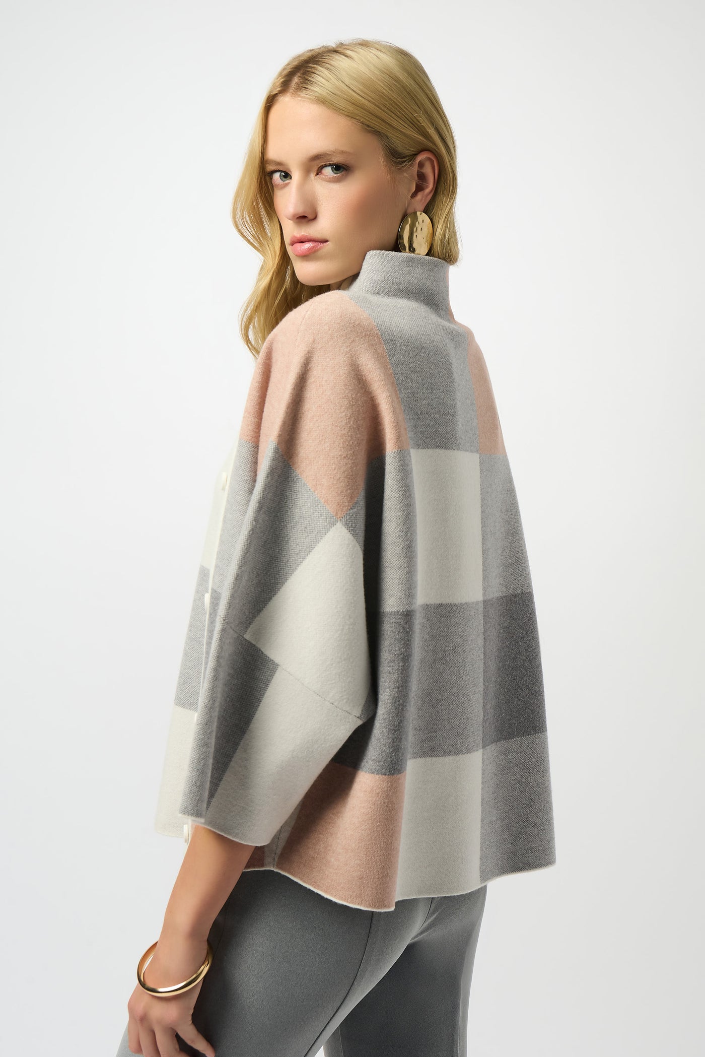 Joseph Ribkoff Plaid Jacquard Sweater Knit Top