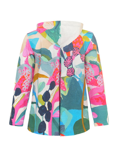 Multicoloured Zip Up Jacket With Hood