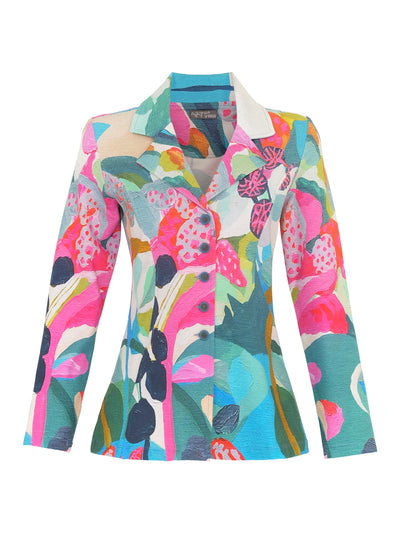Multicoloured Button Up Jacket With Collar