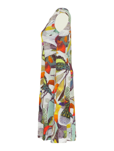 Abstract Print Dress With Front Zip