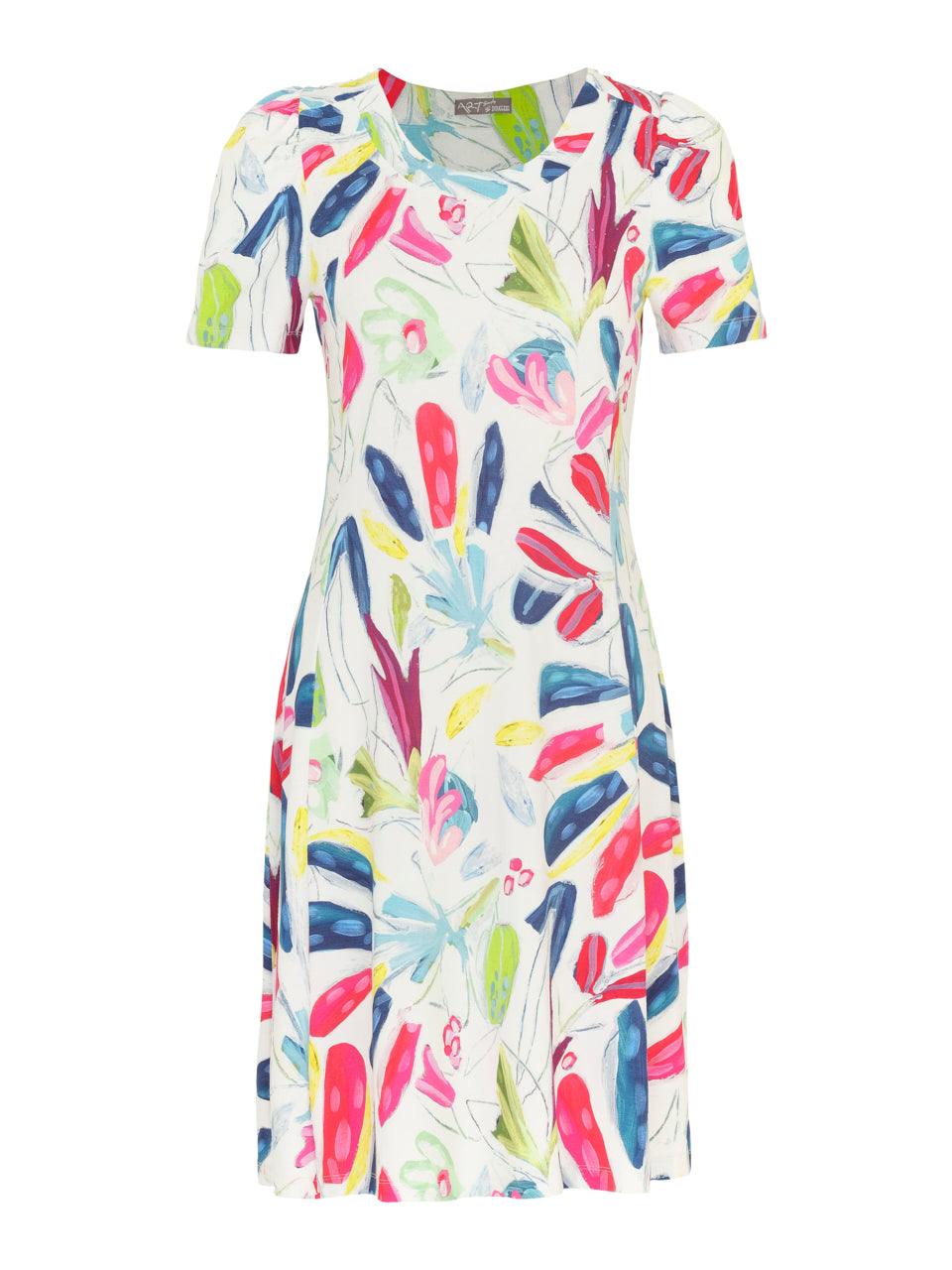 Abstract Print Dress With Clear Stud Detailing