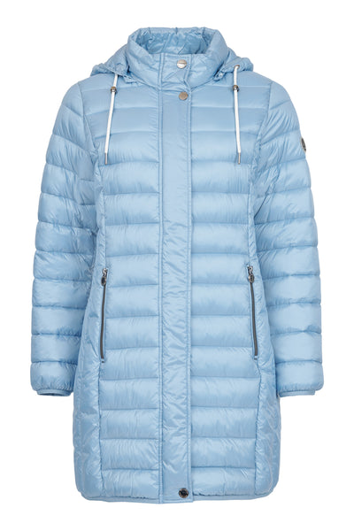 Light Blue Puffer Jacket with Detachable Hood
