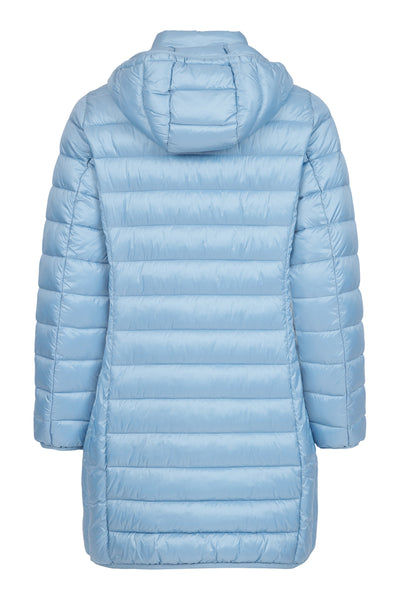 Light Blue Puffer Jacket with Detachable Hood
