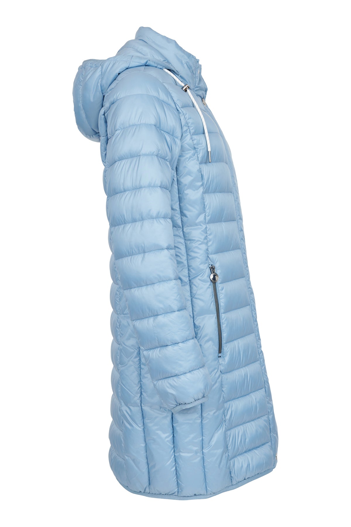 Light Blue Puffer Jacket with Detachable Hood