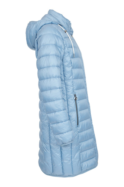 Light Blue Puffer Jacket with Detachable Hood