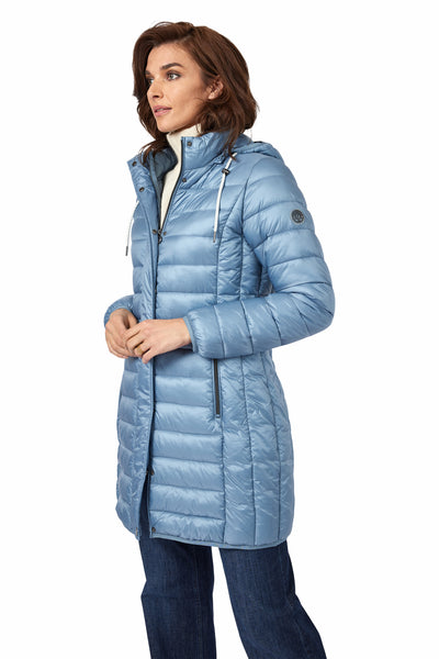 Light Blue Puffer Jacket with Detachable Hood