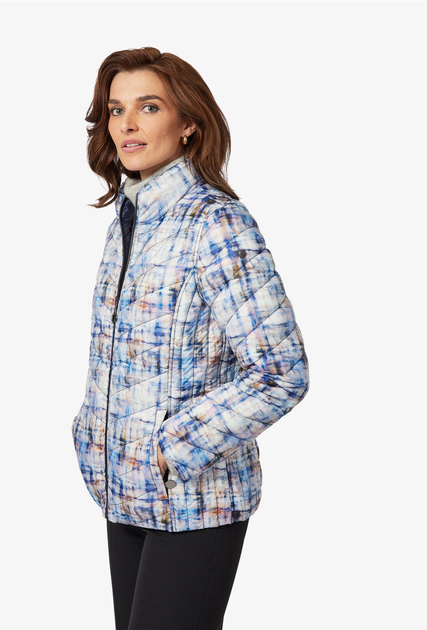 Tie-Dye Reversable Effect Quilted Puffer Jacket