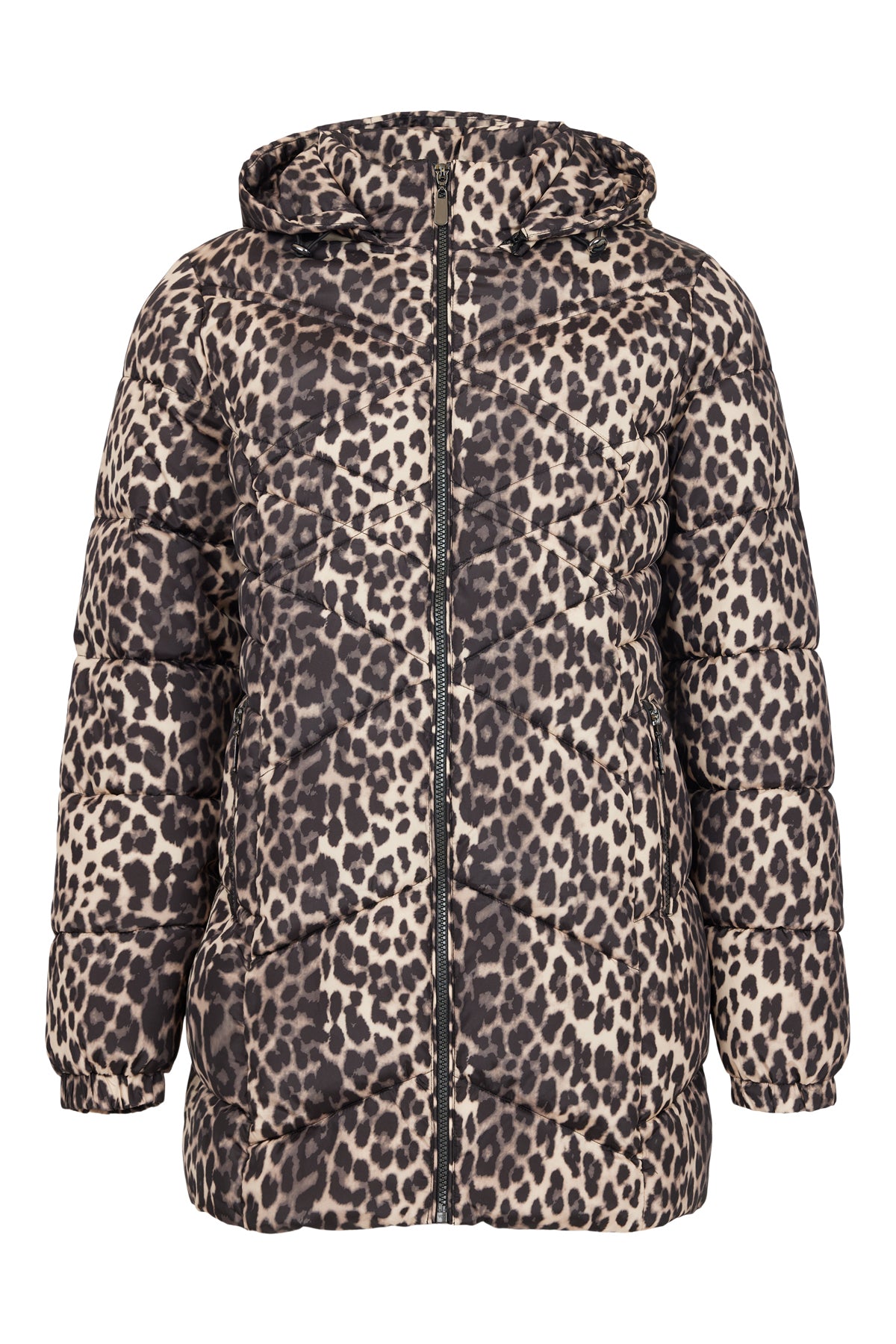Hooded Leopard Print Puffer Jacket