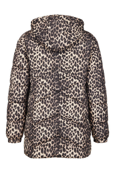 Hooded Leopard Print Puffer Jacket