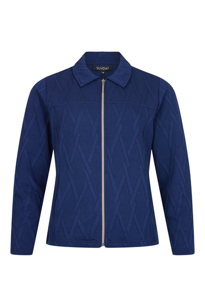 Navy Textured Zip Up Jacket