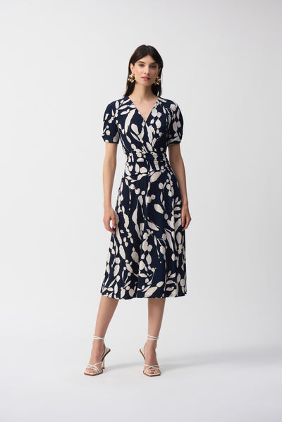 Joseph Ribkoff Silky Knit Abstract Print Wrap Dress