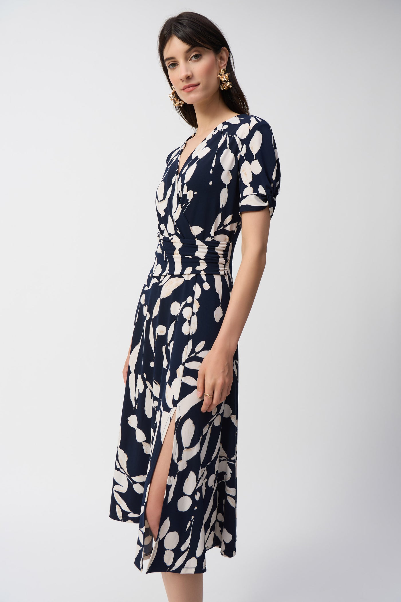 Joseph Ribkoff Silky Knit Abstract Print Wrap Dress